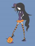  1girl adventure_time black_hair halloween hat high_heels long_hair marceline_abadeer pumpkin skirt thighhighs vampire 