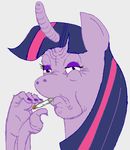  absurd_res anthro anthrofied cigarette equine esprites female feral friendship_is_magic fur hair hi_res horn horse long_hair looking_at_viewer mammal multi-colored_hair my_little_pony pony purple_eyes purple_fur purple_hair smoking solo twilight_sparkle_(mlp) what what_has_science_done 
