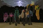  blonde_hair blue_hair changeling concept_art crown equine female feral friendship_is_magic green_eyes green_hair grey_hair group hair horn horse lightning long_hair male my_little_pony original_character pony purple_eyes purple_hair queen_chrysalis_(mlp) siansaar thunder wings yellow_eyes 