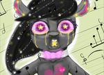  black_hair bow_tie colorlesscupcake creepy equine eyelashes female feral friendship_is_magic fur grey_fur hair hart horse long_hair looking_at_viewer mammal musical_note my_little_pony nightmare_fuel octavia_(mlp) open_mouth paint pony purple_eyes solo soul_devouring_eyes star tears teeth what 