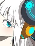  9aki bangs blue_eyes blunt_bangs blush borrowed_character close-up colored_eyelashes electro_emilia eyebrows eyelashes face headgear long_hair looking_at_viewer neck neon_trim original out_of_frame sidelocks solo white_hair 