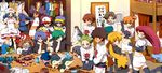  6+girls alternate_costume axew baseball_cap beanie blue_flower blue_rose blush can computer cosplay crop_top cyndaquil dent_(pokemon) dress elbow_gloves flower gen_1_pokemon gen_2_pokemon gen_4_pokemon gen_5_pokemon gloves hair_slicked_back haruka_(pokemon) hat hikari_(pokemon) hiroshi_(pokemon) holding holding_can holding_lipstick holding_shirt iris_(pokemon) joy_(pokemon) joy_(pokemon)_(cosplay) kapirusu kasumi_(pokemon) kenji_(pokemon) kojirou_(pokemon) kosaburou_(pokemon) laptop leon_(pokemon) lipstick makeup masato_(pokemon) meowth midriff mime_jr. mondo_(pokemon) multiple_boys multiple_girls musashi_(pokemon) navel ookido_shigeru pikachu piplup poke_ball pokemon pokemon_(anime) pokemon_(classic_anime) pokemon_(creature) pokemon_ag pokemon_bw_(anime) pokemon_dp_(anime) rose satoshi_(pokemon) side_ponytail takeshi_(pokemon) team_rocket team_rocket_uniform totodile wardrobe yamato_(pokemon) 