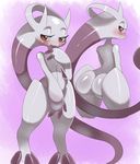  3_fingers 3_toes anthro barefoot big big_butt blush butt eyelashes female frown hi_res legendary_pokemon looking_at_viewer looking_back mega_mewtwo_y mewtwo nintendo nude pink_background plain_background pok&eacute;mon presenting presenting_hindquarters presenting_pussy pussy raised_arm red_eyes solo sssonic2 sweat video_games 