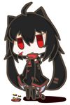  ahoge animal_ears bad_id bad_pixiv_id black_hair blood blood_splatter blood_stain cat_ears cat_tail claws feathers highres nuu_(nu-nyu) original red_eyes short_hair smile solo tail 