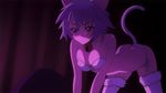  animal_ears animated animated_gif blue_hair breasts cat_ears cat_tail cleavage infinite_stratos lowres paw_pose sarashiki_tatenashi solo tail thighhighs 
