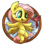  ambiguous_gender atryl avian badge bird clouds cutie_mark equine feathers female fluttershy_(mlp) friendship_is_magic fur green_eyes hair horse my_little_pony open_mouth pegasus pink_hair plain_background signature sky smile white_background wings yellow_fur 