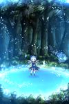  akisha bad_id bad_pixiv_id blue_eyes blue_hair bow bug butterfly cirno dress dress_shirt forest grass hair_bow highres ice ice_wings insect light_particles nature open_mouth ribbon shirt short_hair smile touhou water wings 