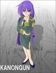  aircraft airplane blueprint braid breast_hold breasts f-4_phantom_ii fighter_jet hair_ornament hand_on_own_face hayabusa_(torijin) jet kanon long_hair military military_uniform military_vehicle minase_akiko necktie purple_eyes side_slit skirt smile solo uniform 