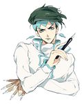  black_hair diamond_wa_kudakenai earrings headband jewelry jojo_no_kimyou_na_bouken kishibe_rohan male_focus mapi pen solo 