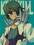  coat green_hair jewelry kill_la_kill male_focus necklace sanageyama_uzu shinonoko_(tubamecider) smile solo spikes uniform 