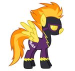  clothing durpy equine feral friendship_is_magic hair horse lightning_bolt mammal my_little_pony orange_hair pegasus plain_background pony protective_eyewear shadowbolts_(mlp) skinsuit spitfire_(mlp) two_tone_hair wings wonderbolts_(mlp) 