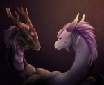  2018 antlers deviant-soulmates digital_media_(artwork) dragon duo feral green_eyes hair horn purple_hair yellow_eyes 