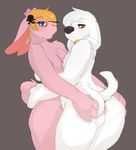  biting_lip butt butt_grab canine dog duo eyewear fur gay girly glasses jasper lagomorph male mammal nude pink_fur rabbit seth-iova 