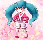  alternate_costume blue_hair candy food league_of_legends lollipoppy long_hair mizoreame pantyhose pointy_ears poppy solo twintails yordle 
