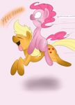  absurd_res applejack_(mlp) blonde_hair blue_eyes comic cutie_mark dialog duo english_text equine female feral friendship_is_magic fur hair hi_res horse mammal my_little_pony open_mouth orange_fur pink_fur pink_hair pinkie_pie_(mlp) pony running sitting text theponybox696 tongue 