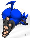  ambiguous_gender ass_up barefoot big_butt blush butt foot_focus hindpaw lucario nintendo pawpads paws pink_pawpads plain_background plantigrade pok&#233;mon pok&eacute;mon presenting presenting_hindquarters red_eyes soles toes video_games white_background zp92 