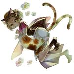  animal_ears brown_hair cat_ears cat_tail comb deba flower hair_flower hair_ornament japanese_clothes kimono long_sleeves looking_at_viewer multiple_tails oboro_muramasa okoi_(oboro_muramasa) paw_pose solo tail vanillaware wide_sleeves 