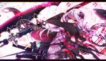  chikashige katana long_hair pink_hair red_eyes ribbons sword twintails vocaloid weapon yuzuki_yukari 