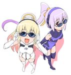  :d :o adjusting_eyewear arnval arnval_mk2 arnval_mk2_tempesta bangs bare_shoulders black_gloves blonde_hair blush breasts busou_shinki doll_joints elbow_gloves foreshortening from_above full_body gloves gradient_hair hair_between_eyes hair_ribbon hands_up happy headgear high_ponytail ikuya_koimori leg_lift leotard long_hair looking_at_viewer medium_breasts multicolored_hair multiple_girls open_mouth pink_hair ponytail purple_hair purple_leotard red_eyes ribbon shadow simple_background smile standing standing_on_one_leg sunglasses tempesta very_long_hair white_background white_gloves white_legwear white_leotard 