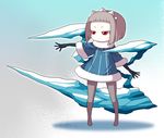  abstract_background bangs between_legs blunt_bangs bob_cut brown_hair brown_legwear claws coat fur_collar fur_trim gloves huge_weapon ice ice_tentacles ken_(koala) no_shoes original outstretched_arm pantyhose queen_of_icicle red_eyes short_hair solo spread_fingers striped tiara vertical_stripes weapon 