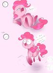  absurd_res blue_eyes comic cutie_mark dialog english_text equine female feral friendship_is_magic fur hair hi_res horse lying mammal my_little_pony omorashi on_back pink_fur pink_hair pinkie_pie_(mlp) pony solo text theponybox696 