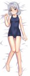  absurdres bad_id bad_pixiv_id barefoot dakimakura full_body goji_(five_clock) green_eyes highres lying one-piece_swimsuit sanya_v_litvyak school_swimsuit short_hair silver_hair solo strike_witches swimsuit world_witches_series 