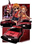  blazer brown_jacket car futari_wa_precure futari_wa_precure_splash_star glasses gloves ground_vehicle gun h26r handgun hyuuga_saki jacket misumi_nagisa motor_vehicle multiple_girls natsuki_rin nissan_skyline parody pistol police police_car precure seibu_keisatsu shotgun sunglasses verone_gakuin_school_uniform weapon yes!_precure_5 yuunagi_middle_school_uniform 