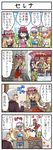  4koma blonde_hair chespin comic dark_skin food gameplay_mechanics gen_6_pokemon irony long_hair multiple_girls multiple_persona noodles pokemoa pokemon pokemon_(creature) pokemon_(game) pokemon_xy poverty serena_(pokemon) thighhighs torn_clothes torn_legwear translated 