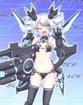  ;d ass_visible_through_thighs black_sister character_name drill_hair elbow_gloves flat_chest gloves green_eyes hair_ornament highres huge_weapon long_hair mechanical_wings mizunashi_(second_run) navel neptune_(series) one_eye_closed open_mouth revealing_clothes smile solo thighhighs twin_drills w weapon white_hair wings 