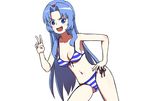  1girl bikini blue_eyes blue_hair breasts cleavage female kotoura-san long_hair mifune_yuriko solo swimsuit 