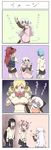  6+girls ? akemi_homura avatar_base bag black_hair blonde_hair blue_hair bow breast_grab cheese comic commentary dress drill_hair food grabbing hair_bow hair_ornament hair_ribbon hairband hairclip heterochromia highres kaname_madoka long_hair magical_girl mahou_shoujo_madoka_magica mahou_shoujo_madoka_magica_movie miki_sayaka momoe_nagisa multiple_girls pantyhose pink_eyes pink_hair pointing polka_dot polka_dot_dress ponytail red_eyes red_hair ribbon sakura_kyouko school_bag school_uniform short_hair short_twintails spoilers tomoe_mami translated twin_drills twintails wavy_mouth white_hair yellow_eyes yt_(yt_ty) 