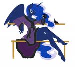  anthrofied blue_skin cup equine female friendship_is_magic hair horn horse mammal mane moon my_little_pony pony princess_luna_(mlp) sitting smile solo spiderweber winged_unicorn wings 