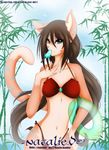  animal_ears bamboo bikini bra breasts brown_hair brown_nose cat cat_ears catgirl feline female fur hair herbsthase heterochromia invalid_tag long_hair looking_at_viewer mako mammal na-namie namie navel popsicle solo stripes swimsuit tan_fur underwear 