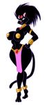  anklet anthro big_breasts black_fur black_hair blue_eyes bracelet breasts choker clothed clothing feline female fur gem green_eyes hair huge_breasts jewelry loincloth lordstevie mammal navel panther pasties plain_background skimpy smile solo tamatitheninetailedfox white_background 