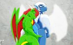  angel_dragon angelic angelus_draco anthro blue_dragon butt butt_grab dragon dragon_angel fabfelipe green_dragon grope hair holding holy light_wings long_hair looking_at_viewer muscles naughty_face red_hair sabrewing sabrewing_(character) scalie white_hair wings 