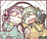  blush_stickers green_hair headphones komeiji_koishi komeiji_satori monomi multiple_girls purple_hair siblings sisters smile touhou 