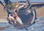  angel blonde_hair blue_eyes breasts crotch_plate elbow_gloves forehead_protector gloves greaves hairpods kondou_totetsu large_breasts long_hair mechanical_halo mechanical_wings open_mouth original solo sword weapon wings 