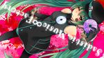  copyright_name dress gears green_hair hat hatsune_miku headset highres kuroru long_hair one_eye_closed project_diva_(series) project_diva_f red_eyes sadistic_music_factory_(vocaloid) solo tattoo thighhighs twintails very_long_hair vocaloid 