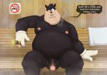  anthro balls cigar disney domestic_cat felid feline felis goof_troop hi_res lovkuma male mammal nipples overweight penis peter_pete_sr. sauna solo 