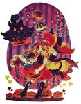  bad_id bad_pixiv_id blonde_hair braixen cape eyewear_on_head full_body gen_6_pokemon halloween hat long_hair meowstic multiple_girls pokemon pokemon_(creature) pokemon_(game) pokemon_xy pumpkaboo pumpkin serena_(pokemon) shura_skill skirt sleeveless star sunglasses trick_or_treat witch_hat 