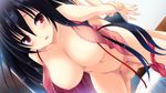  black_hair breasts censored cocoro@function! game_cg hayami_asagao hinata_momo long_hair nipples open_shirt penis pulltop red_eyes sex 