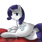  absurd_res anus blue_eyes butt cutie_mark derpah equine female feral friendship_is_magic fur hair hi_res horn horse looking_at_viewer lying mammal my_little_pony on_side plain_background pony purple_hair pussy rarity_(mlp) solo unicorn white_background white_fur 