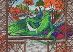  claws dragon green_dragon horn looking_at_viewer male naut nelena pillow scalie solo suggestive western_dragon wings 