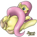  absurd_res anus blush butt derpah disembodied_hand equine female feral fluttershy_(mlp) friendship_is_magic fur green_eyes hair hands hi_res horse human long_hair mammal my_little_pony open_mouth pegasus pink_hair plain_background pony pussy raised_tail spreading white_background wings yellow_fur 