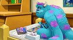  disney erection fur horn looking_at_viewer looking_back magazine male masturbation monster monsters_university nakayanasoba nude penis pixar smile solo sulley 