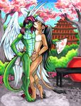  akiyu anthro asian ayame_emaya black_hair chinese_dragon couple dragon duo eastern erection fan fans feathered feathered_wings feathers gay green_dragon hair holding_penis interspecies licking long_ears long_hair male masturbation nipples nude open_mouth oriental penis ryuki scalie seducing sex tongue tree whiskers wings wristband zakkie_starres 