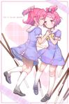  aida_mana bad_id bad_pixiv_id blush bow closed_eyes couple dokidoki!_precure english food half_updo highres holding_hands humanization interlocked_fingers lacolon mouth_hold multiple_girls oogai_daiichi_middle_school_uniform personification pink_bow pink_eyes pink_hair pocky precure sailor_collar school_uniform sharing_food sharuru_(dokidoki!_precure) sharuru_(dokidoki!_precure)_(human) short_hair white_sailor_collar yuri 