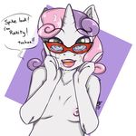  ambris anthrofied arnachy breasts cum cum_in_hair cum_on_face english_text equine eyewear female friendship_is_magic glasses hair horn horse mammal my_little_pony open_mouth pony solo sweetie_belle_(mlp) text unicorn 