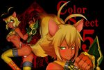  alternate_color alternate_hair_color animal_ears ass blazblue blonde_hair breasts crop_top dark_skin fangs fingerless_gloves gloves green_eyes large_breasts makoto_nanaya microskirt midriff navel open_mouth player_2 red_skin short_hair skirt solo squirrel_ears squirrel_tail tail thighhighs tonfa underboob weapon white_legwear 