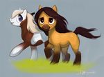  equine feather female feral fur hair hooves horse long_hair male mammal my_little_pony pony rain_(cimarron) smile spirit:_stallion_of_the_cimarron spirit_(cimarron) 